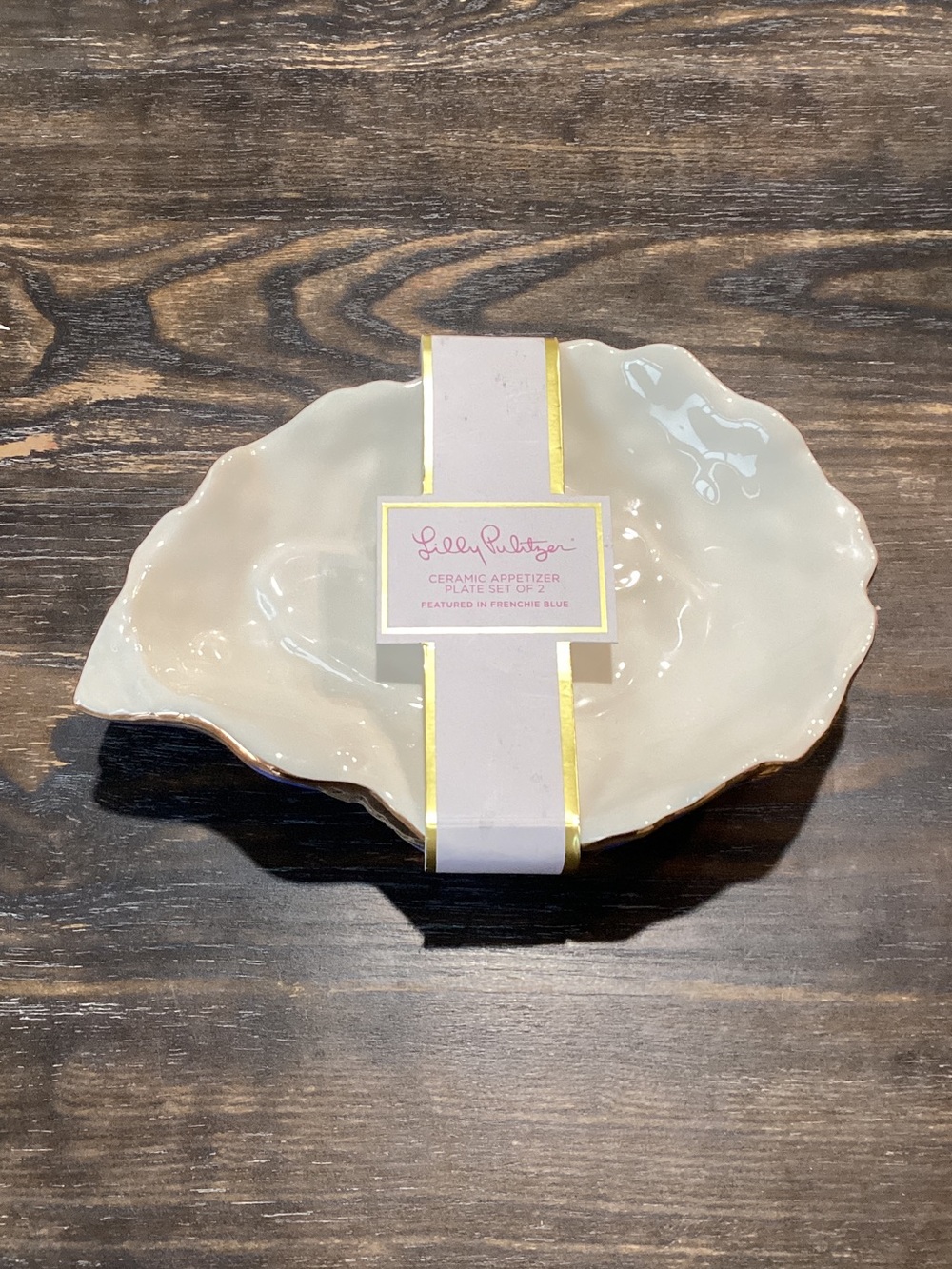 Lilly Pulitzer Ceramic Appetizer Plate Featured in Frenchie Blue